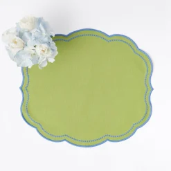 Mrs. Alice Table Linen Sets|Eloise Green And Blue Placemats & Napkins (Set Of 4)