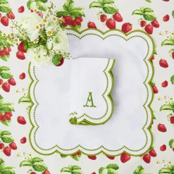 Mrs. Alice Napkins|Elsa White & Green Napkins (Set Of 4)