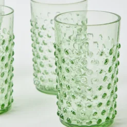 Mrs. Alice Glassware Sets|Emerald Hobnail Glasses & Jug Set
