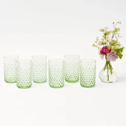 Mrs. Alice Glasses|Emerald Hobnail Glasses (Set Of 6)