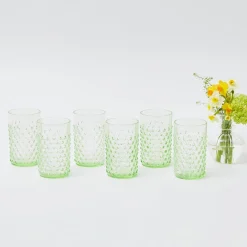 Mrs. Alice Glasses|Emerald Hobnail Glasses (Set Of 6)