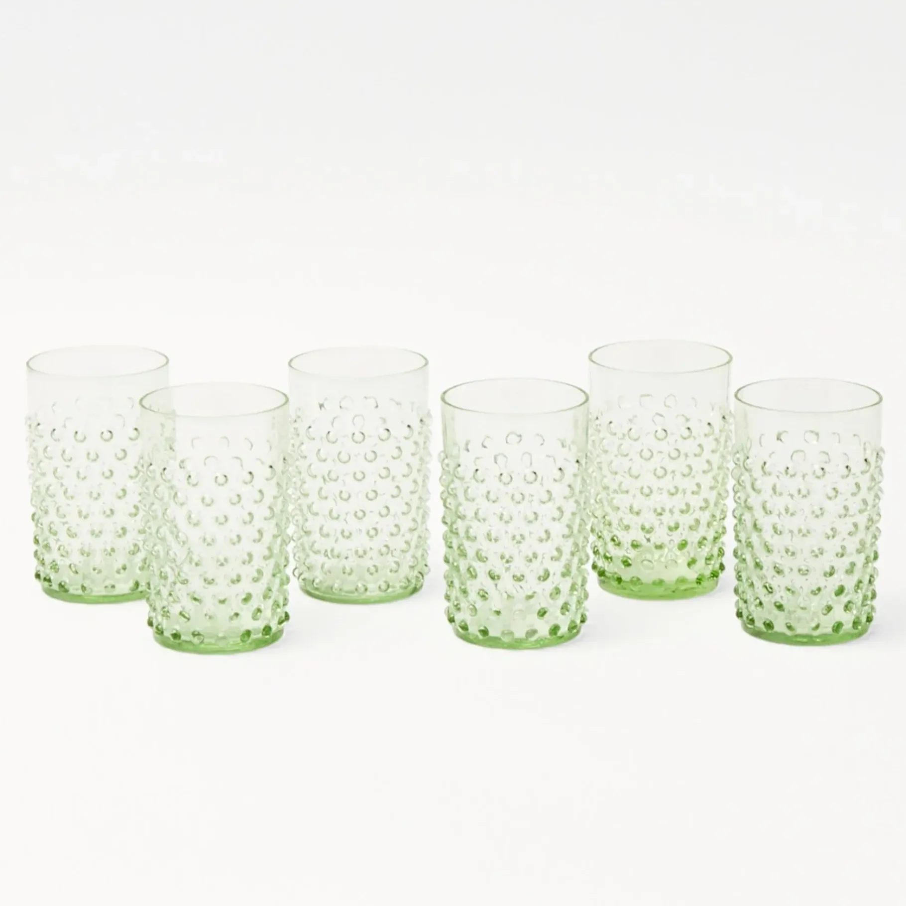 Mrs. Alice Glasses|Emerald Hobnail Glasses (Set Of 6)