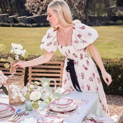 Mrs. Alice Glasses|Emerald Hobnail Jug With Rose Handle & Glasses (Set Of 6)