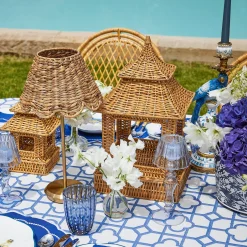 Mrs. Alice Rattan Tableware|Extra Large Natural Rattan Pagoda Lantern
