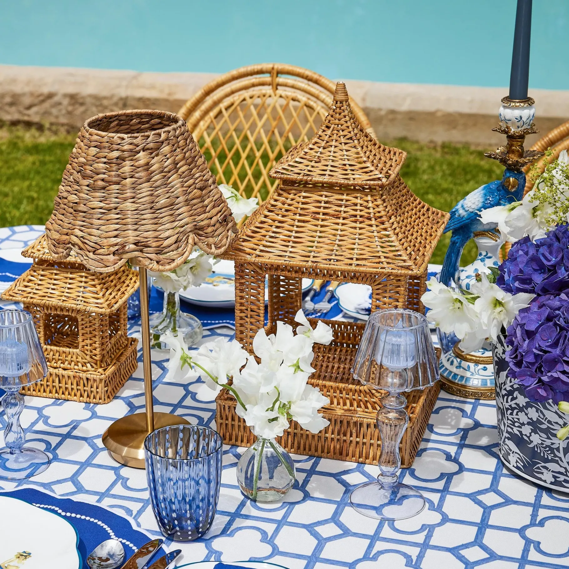 Mrs. Alice Candle Holders|Extra Large Natural Rattan Pagoda Lantern