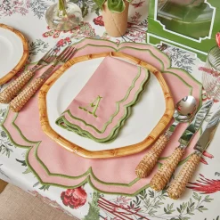 Mrs. Alice Table Linen Sets|Fleur Pink Placemats & Napkins (Set Of 4)