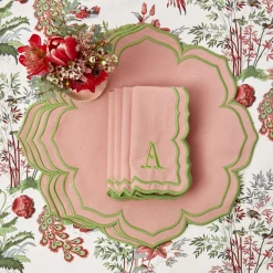 Mrs. Alice Table Linen Sets|Fleur Pink Placemats & Napkins (Set Of 4)