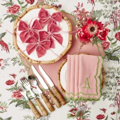 Mrs. Alice Table Linen Sets|Fleur Pink Placemats & Napkins (Set Of 4)