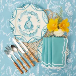Mrs. Alice Napkins|Fleur Turquoise Napkins (Set Of 4)