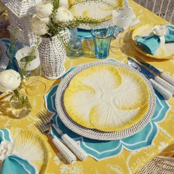 Mrs. Alice Placemats|Fleur Turquoise Placemats (Set Of 4)
