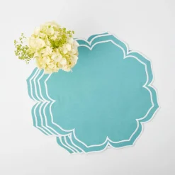 Mrs. Alice Placemats|Fleur Turquoise Placemats (Set Of 4)