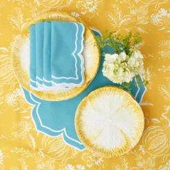 Mrs. Alice Placemats|Fleur Turquoise Placemats (Set Of 4)