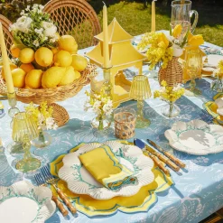 Mrs. Alice Table Linen Sets|Fleur Yellow Placemats & Napkins (Set Of 4)