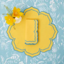 Mrs. Alice Table Linen Sets|Fleur Yellow Placemats & Napkins (Set Of 4)