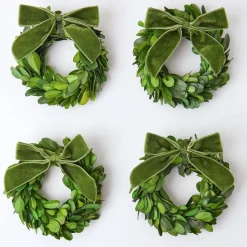 Mrs. Alice Napkin Rings, Bows & Wreaths|Forest Green Velvet Mini Bows (Set Of 4)