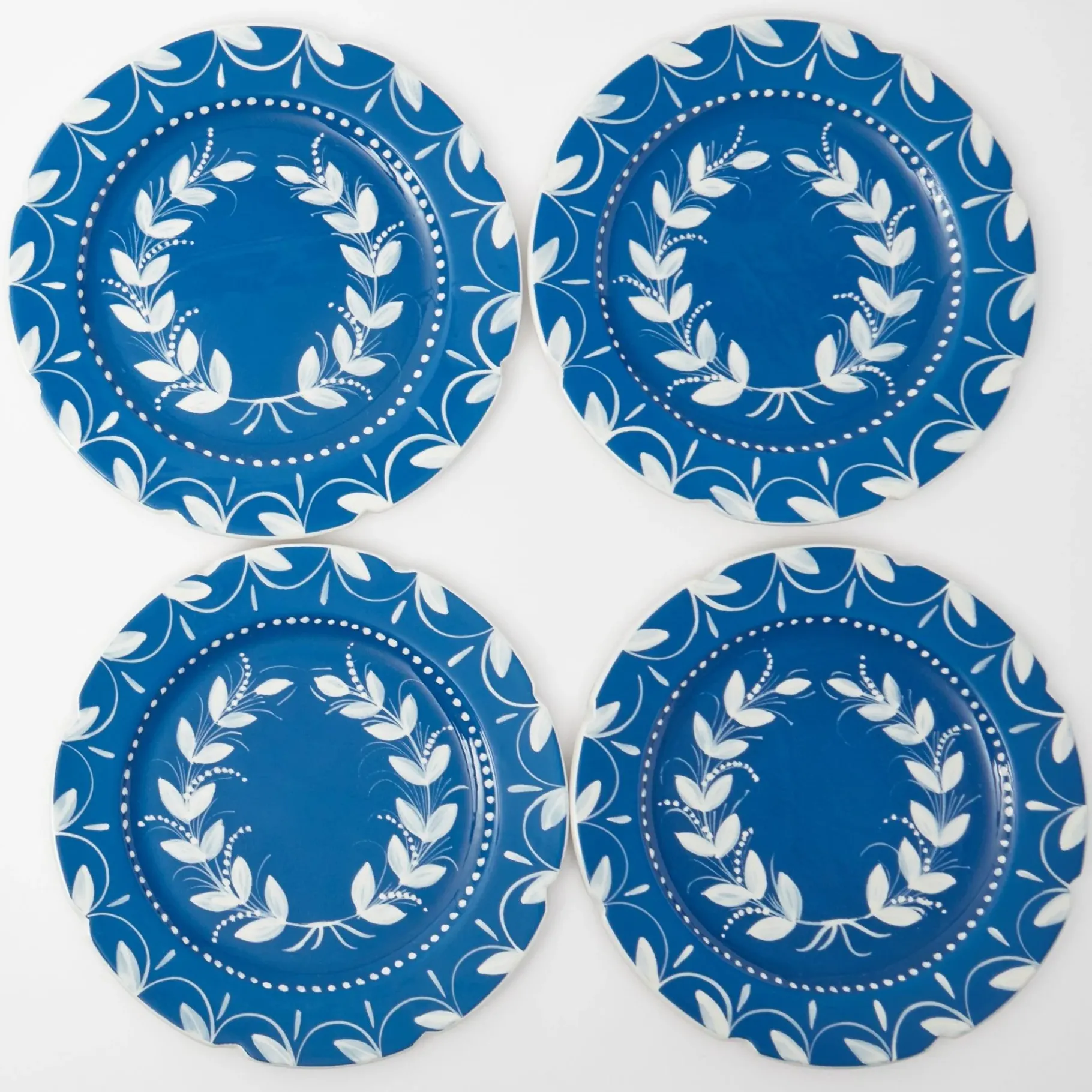 Mrs. Alice Crockery Sets|French Blue Garland Dinner Plates (Set Of 4)