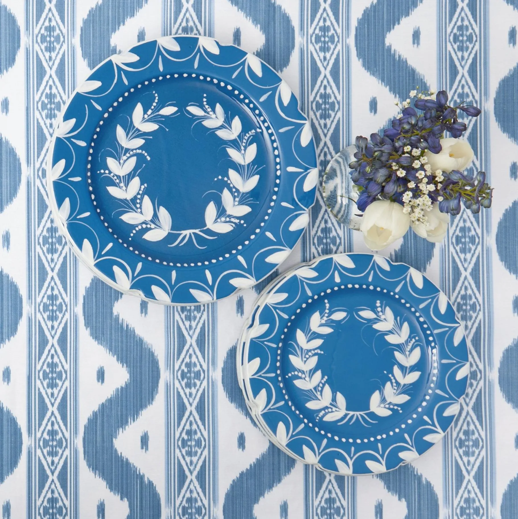Mrs. Alice Crockery Sets|French Blue Garland Dinner Plates (Set Of 4)