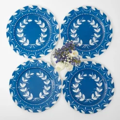 Mrs. Alice Crockery Sets|French Blue Garland Dinner Plates (Set Of 4)