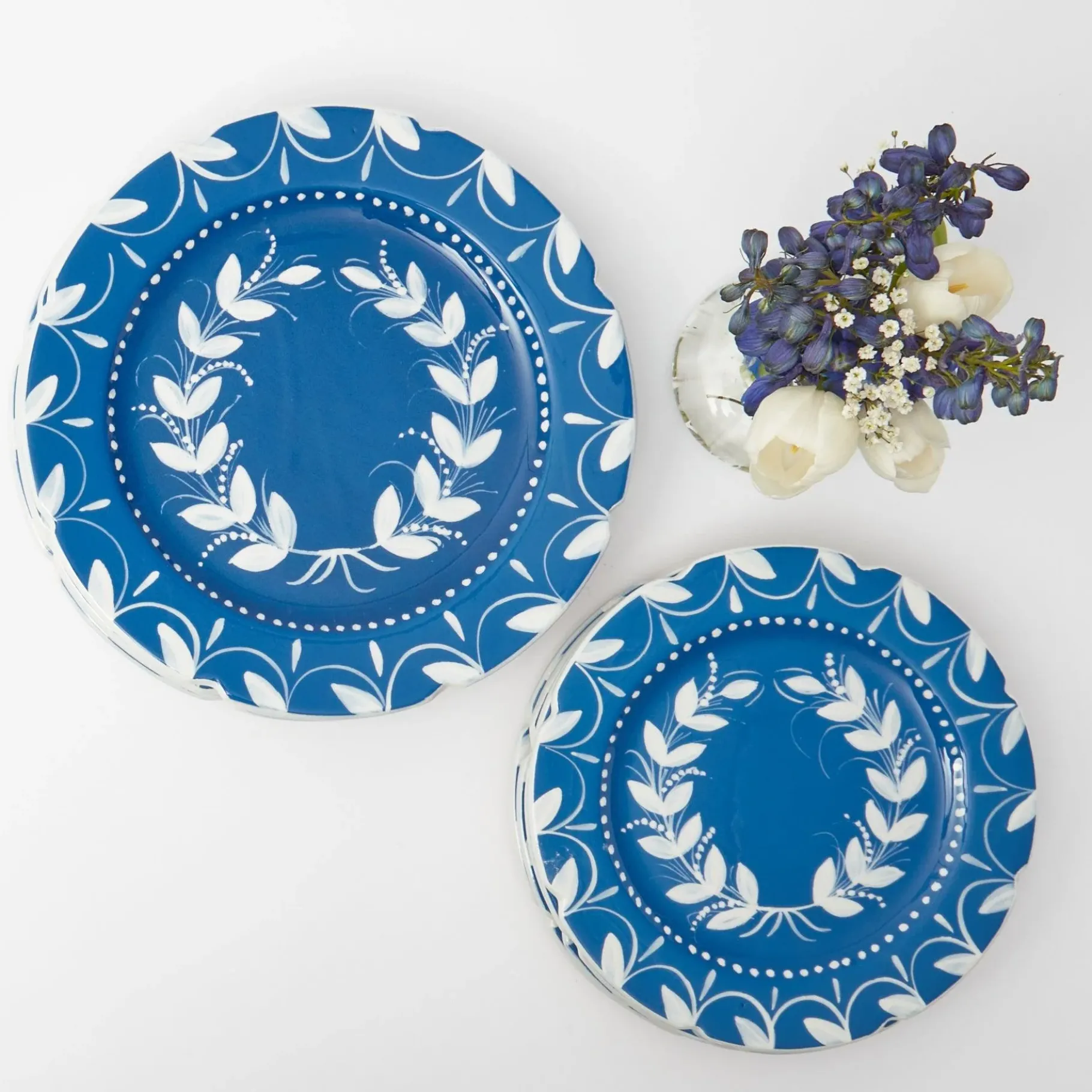 Mrs. Alice Crockery Sets|French Blue Garland Starter Plates (Set Of 4)