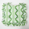 Mrs. Alice Cushions|Frilled Green Ikat Seat Pad Cushion