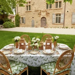 Mrs. Alice Cushions|Frilled Green Ikat Seat Pad Cushion (Set Of 4)