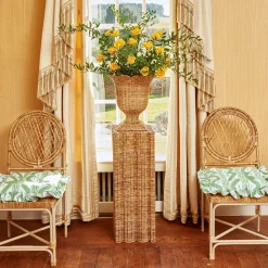 Mrs. Alice Cushions|Frilled Green Ikat Seat Pad Cushion (Set Of 4)