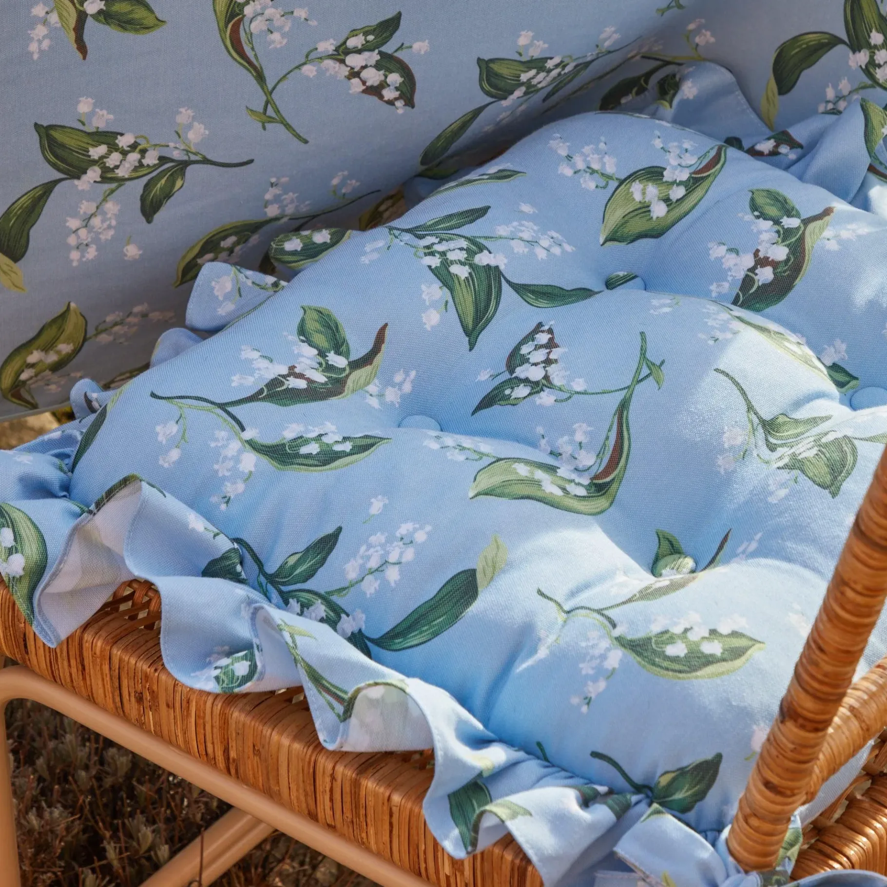 Mrs. Alice Cushions|Frilled Lily Of The Valley Seat Pad Cushion