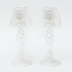 Mrs. Alice Candle Holders|Glass Lantern Tea Light Holder (Pair) - 24Cm