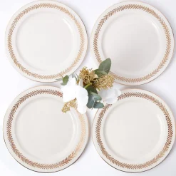 Mrs. Alice Crockery Sets|Gold Garland Dinner Plates (Set Of 4)