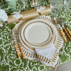 Mrs. Alice Dinner Plates|Gold Garland Dinner Plates (Set Of 4)