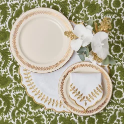 Mrs. Alice Dinner Plates|Gold Garland Dinner Plates (Set Of 4)