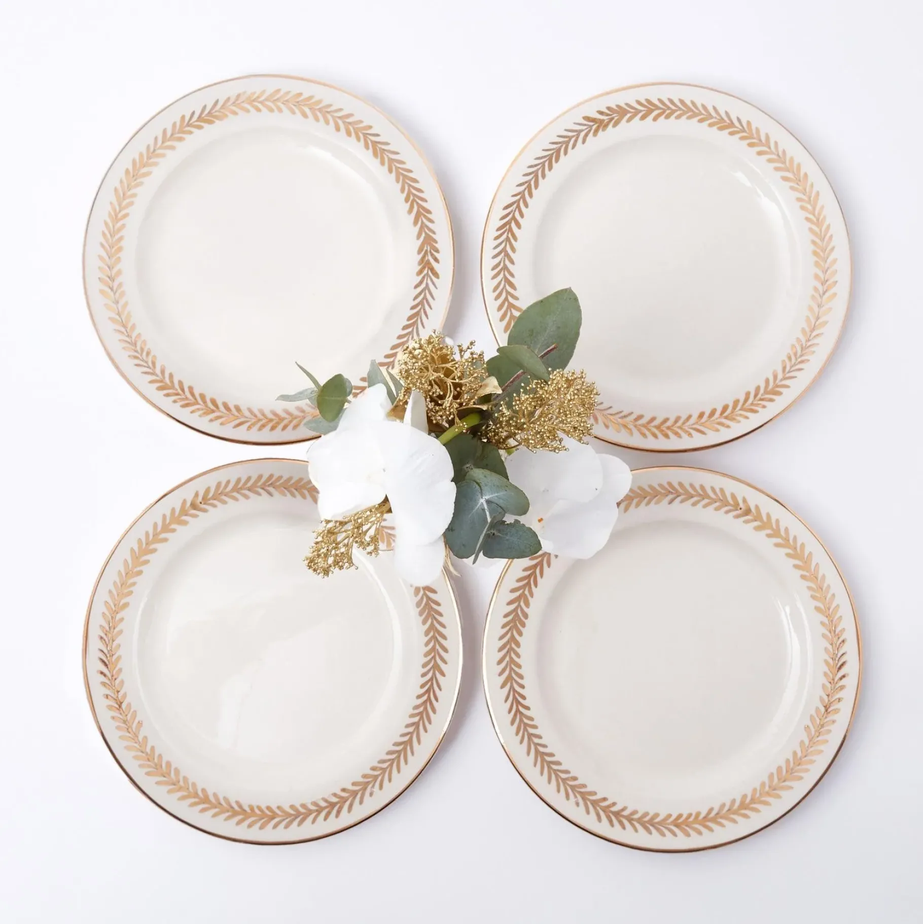 Mrs. Alice Crockery Sets|Gold Garland Starter Plates (Set Of 4)