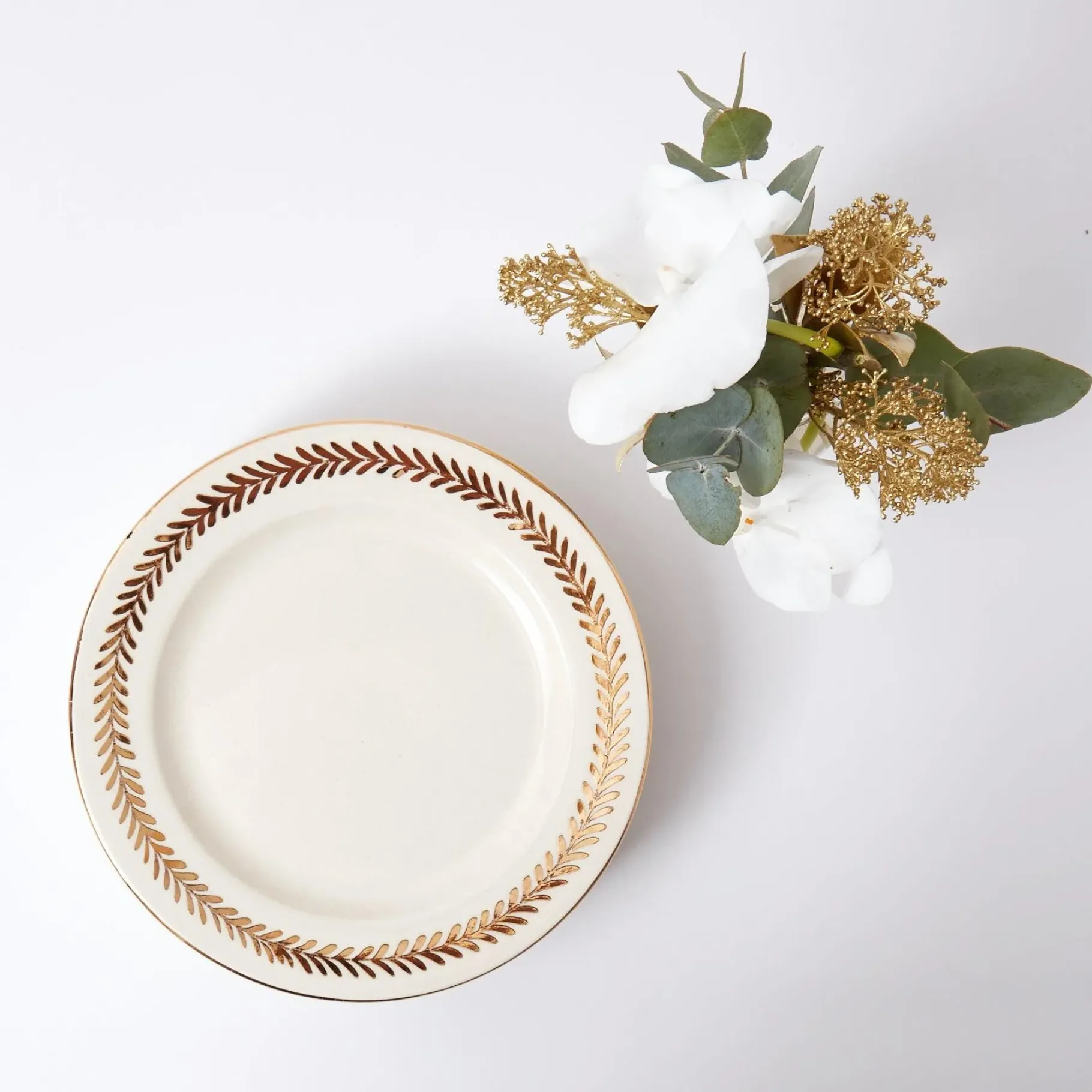 Mrs. Alice Crockery Sets|Gold Garland Starter Plates (Set Of 4)