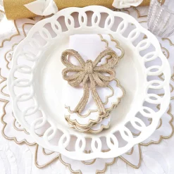 Mrs. Alice Napkins|Gold Snowflake Napkins (Set Of 4)
