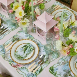 Mrs. Alice Glasses|Green & White Rim Water Glasses (Set Of 4)