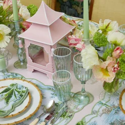 Mrs. Alice Glasses|Green & White Rim Water Glasses (Set Of 4)