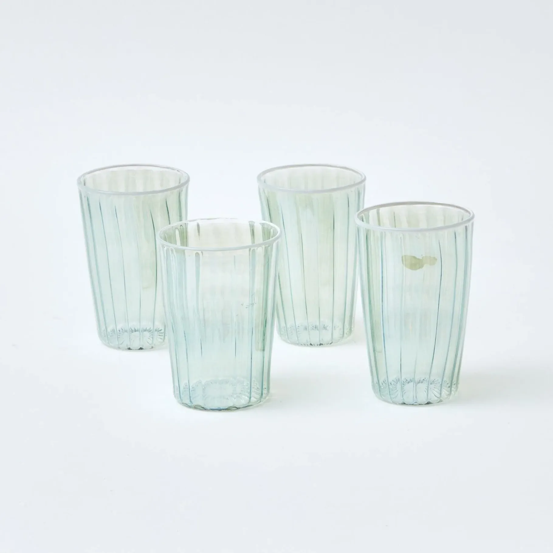 Mrs. Alice Glasses|Green & White Rim Water Glasses (Set Of 4)