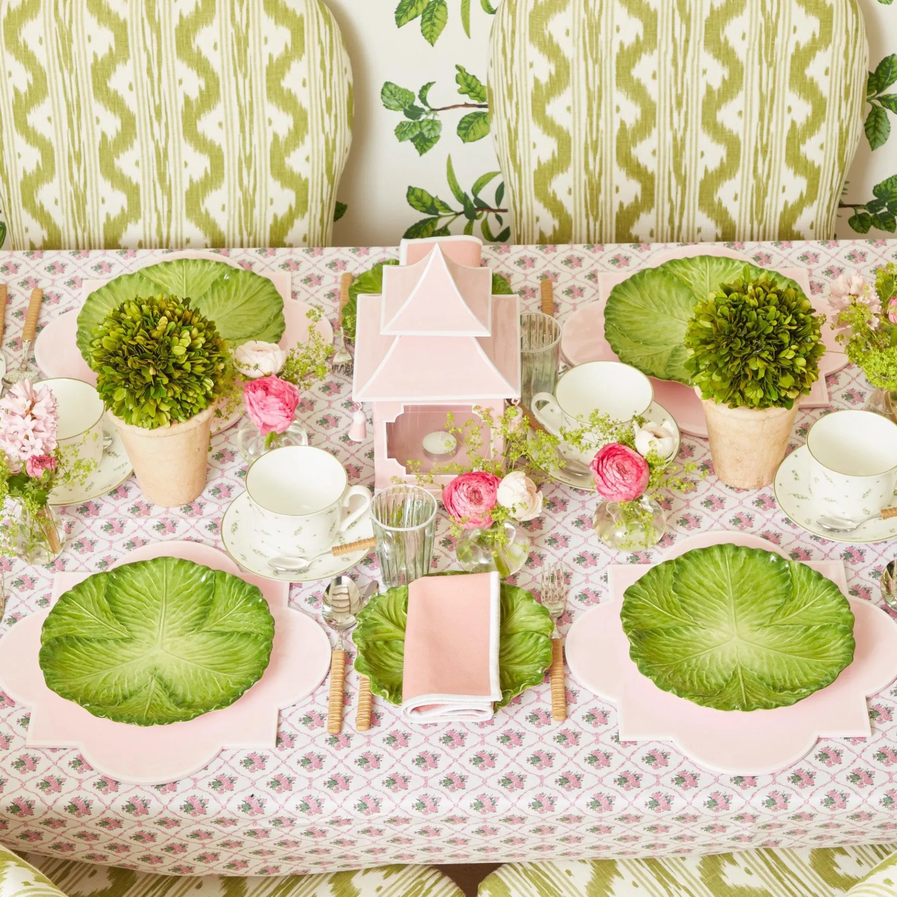 Mrs. Alice Glasses|Green & White Rim Water Glasses (Set Of 4)