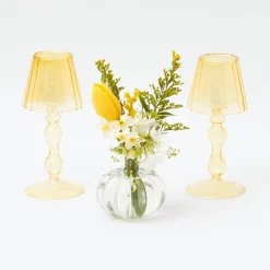 Mrs. Alice Candle Holders|Green & Yellow Parrot Candlescape