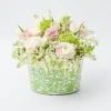 Mrs. Alice Vases|Green Floral Tole Scalloped Planter