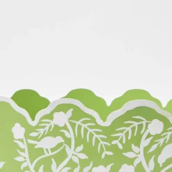 Mrs. Alice Vases|Green Floral Tole Scalloped Planter