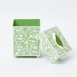 Mrs. Alice Tissue Boxes|Green Floral Tole Tissue Box