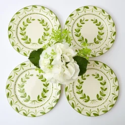 Mrs. Alice Dinner Plates|Green Garland Dinner Plates (Set Of 4)