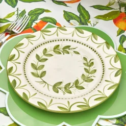 Mrs. Alice Dinner Plates|Green Garland Dinner Plates (Set Of 4)