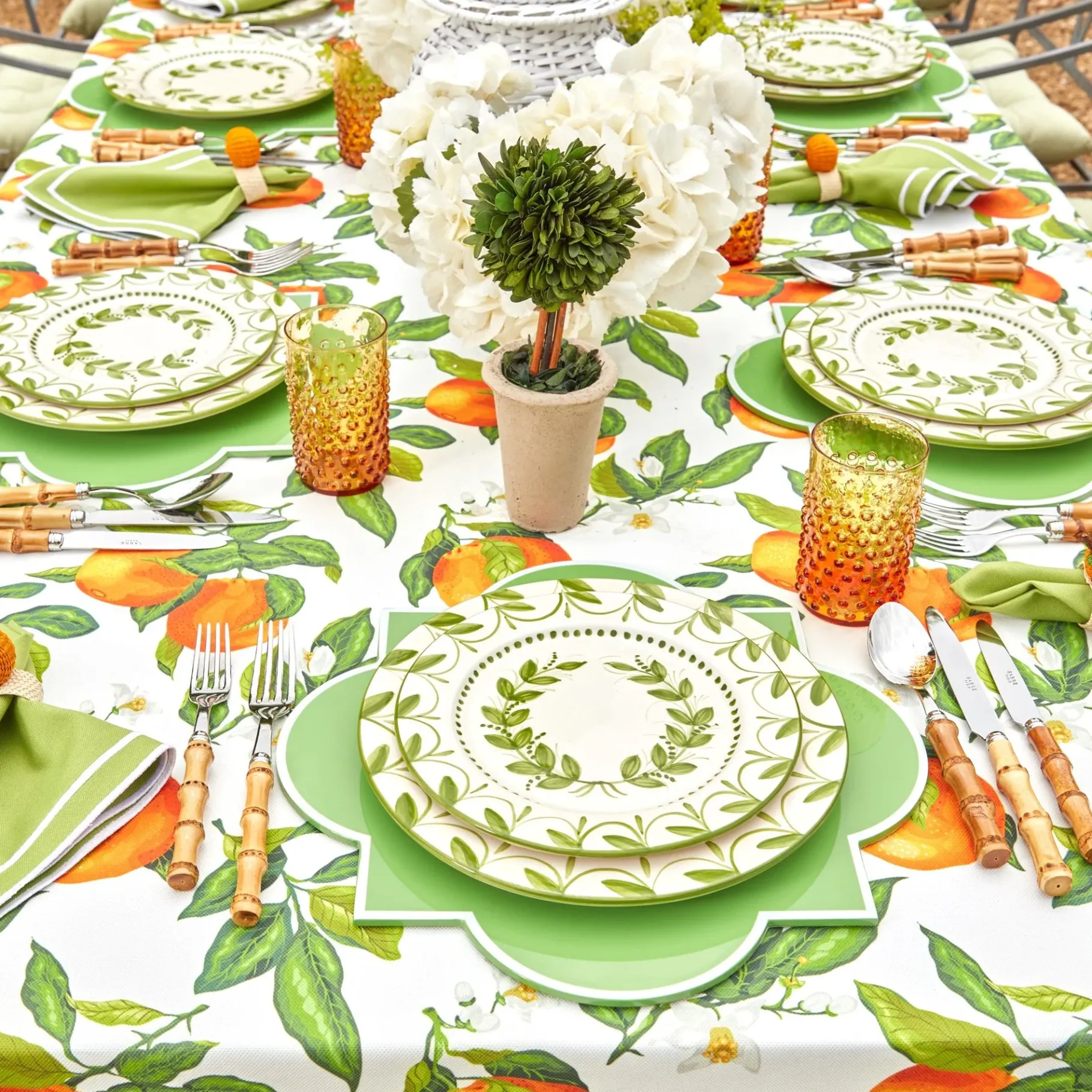 Mrs. Alice Dinner Plates|Green Garland Dinner Plates (Set Of 4)