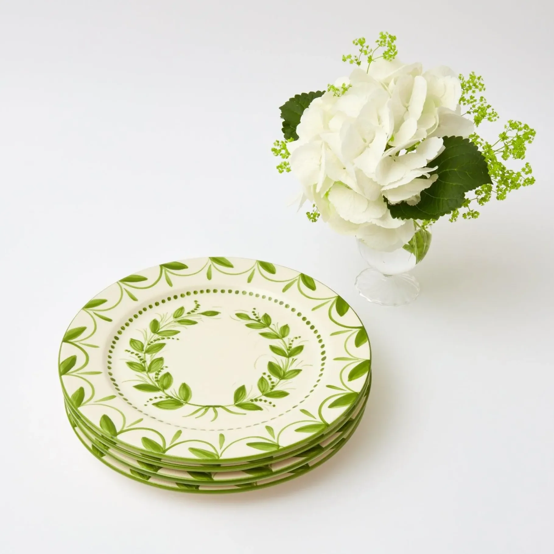 Mrs. Alice Dinner Plates|Green Garland Dinner Plates (Set Of 4)