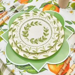 Mrs. Alice Dinner Plates|Green Garland Dinner Plate
