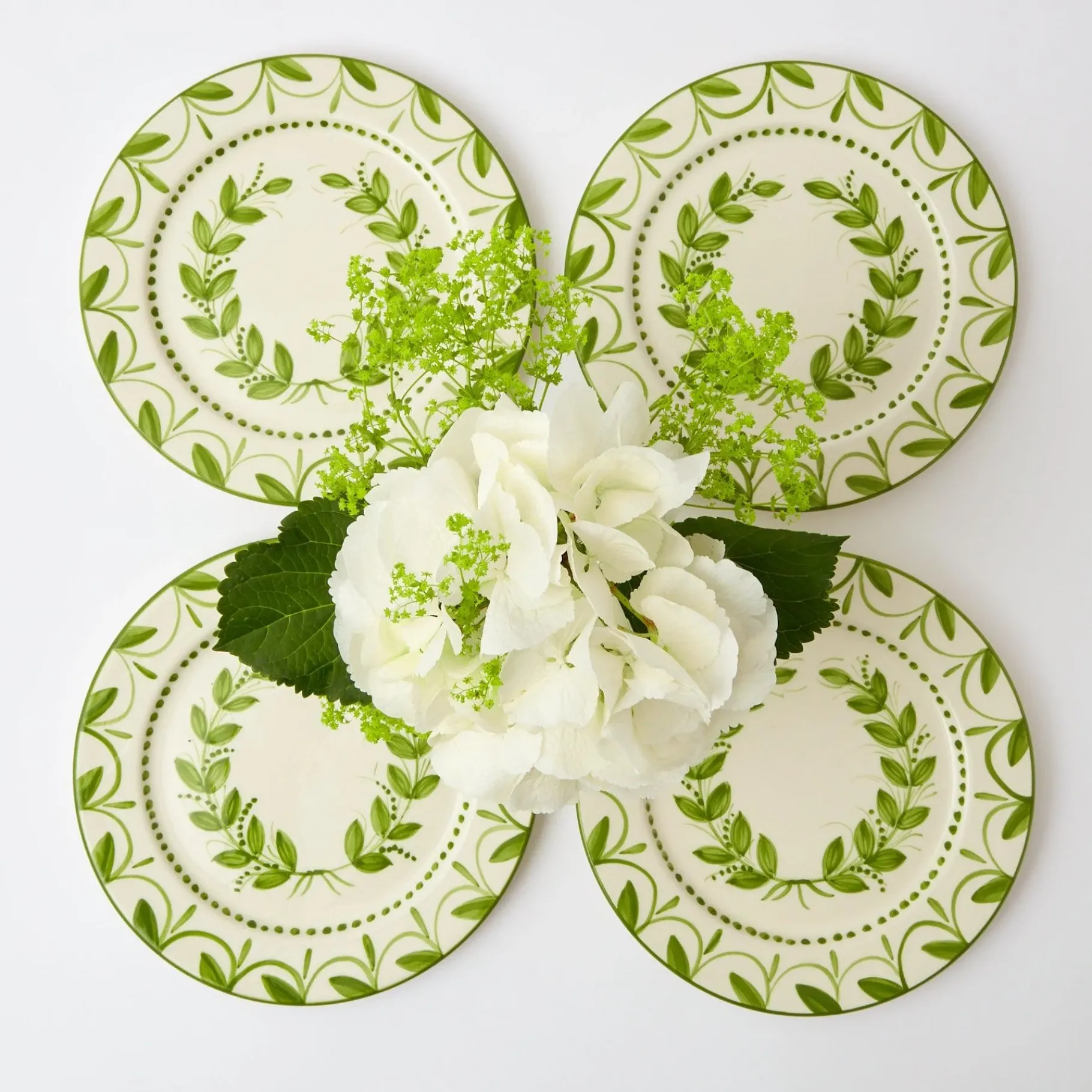 Mrs. Alice Crockery Sets|Green Garland Starter Plates (Set Of 4)