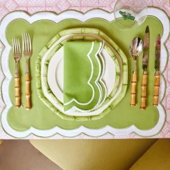 Mrs. Alice Starter Plates|Green Geometric Bamboo Starter Plate (Set Of 4)