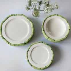 Mrs. Alice Starter Plates|Green Geometric Bamboo Starter Plate (Set Of 4)